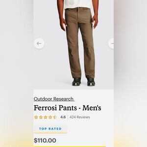 OR Ferrosi Sz34 Pants Retail$110 TODAY! perfect condition